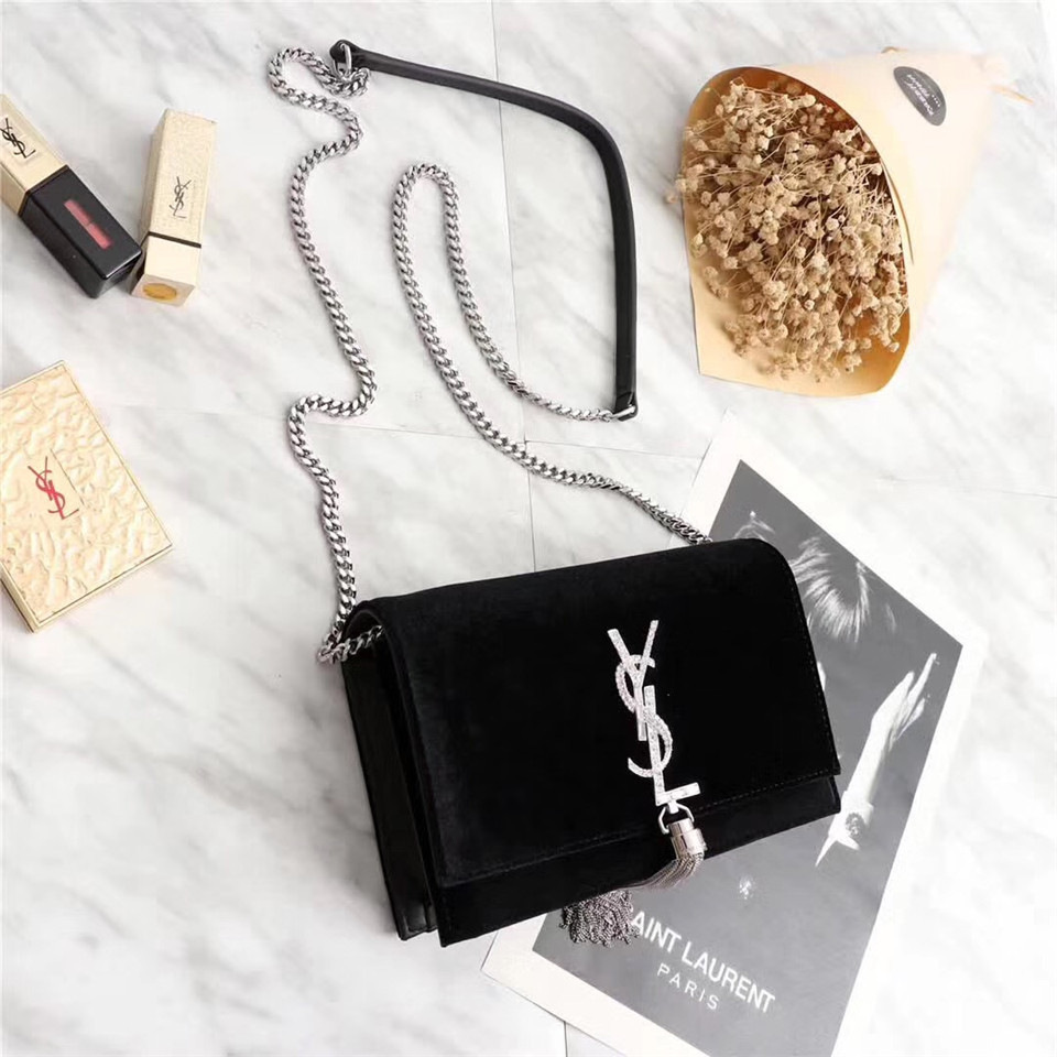 Y51 Sa1nt Lau*nt in Black Bag with Gold Hardware
