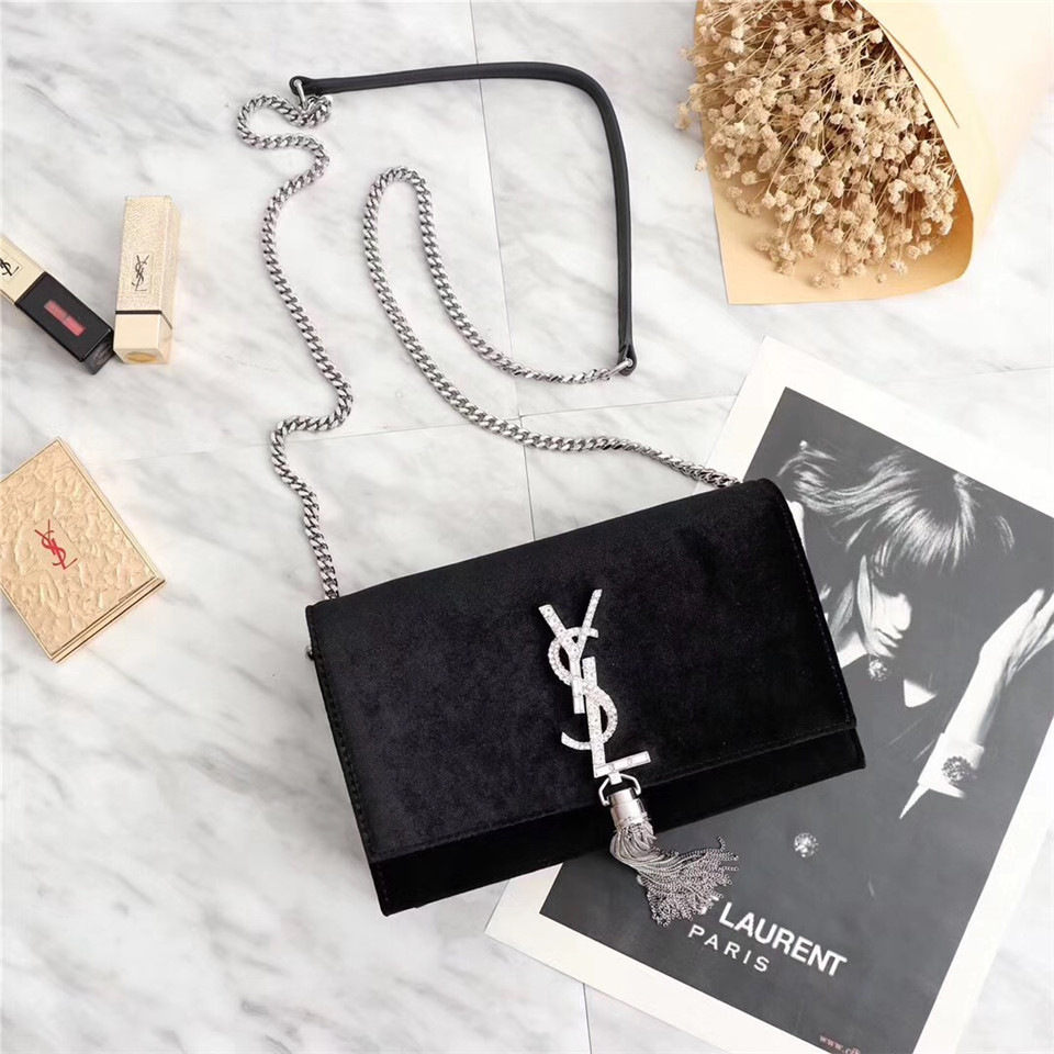 Y51 Sa1nt Lau*nt in Black Bag with Gold Hardware