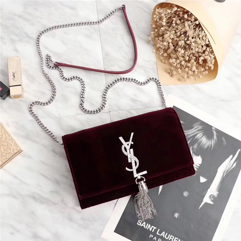 Y51 Sa1nt Lau*nt in Red Bag with Gold Hardware