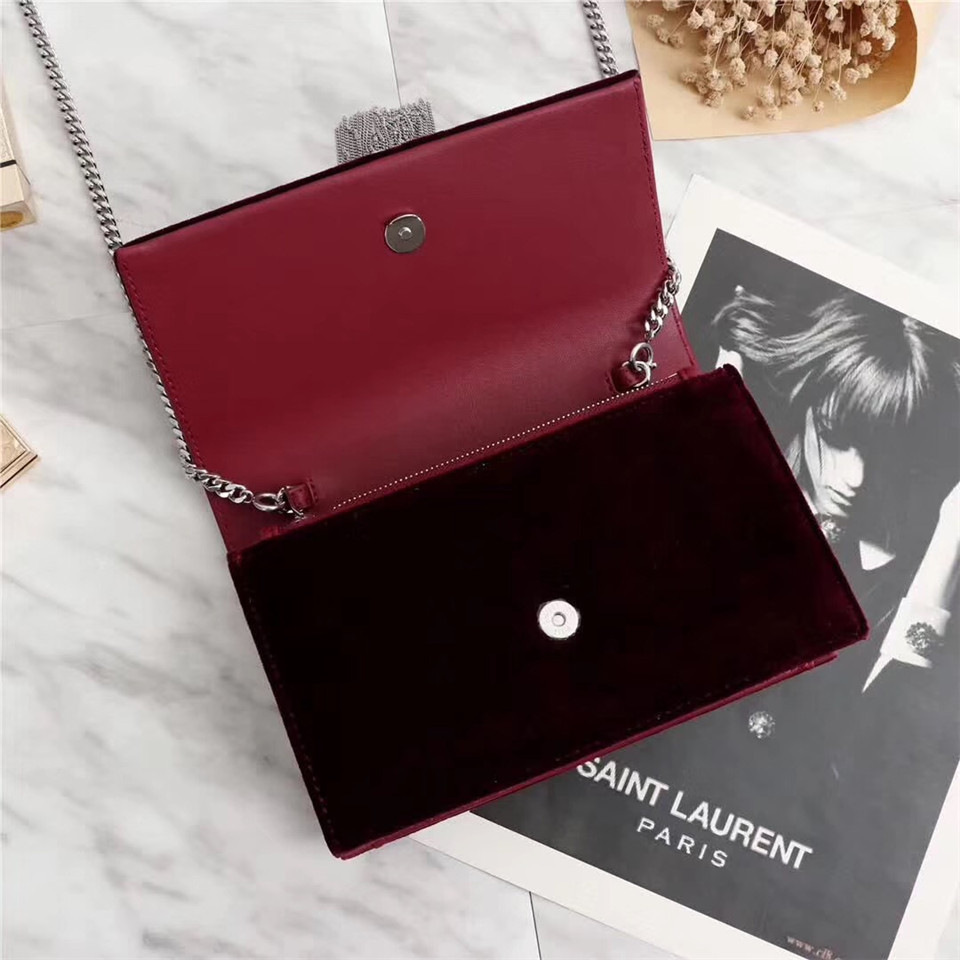 Y51 Sa1nt Lau*nt in Red Bag with Gold Hardware