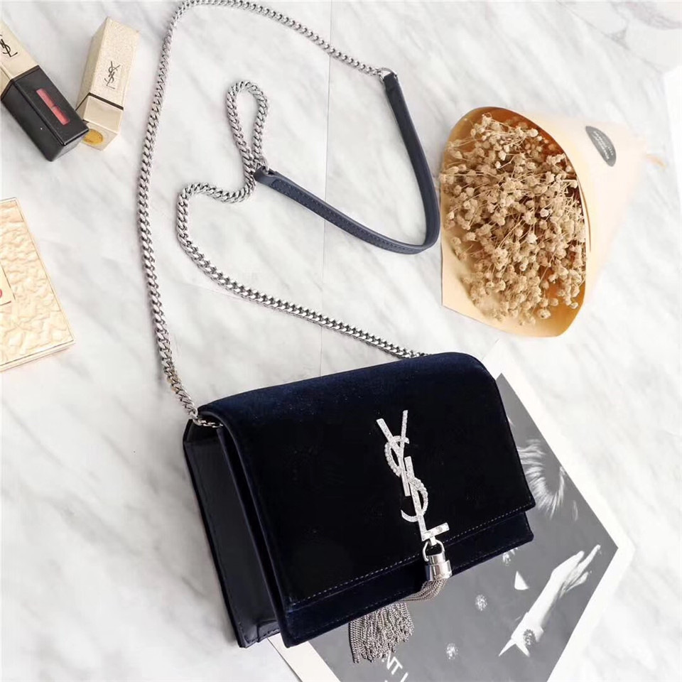 Y51 Sa1nt Lau*nt in Blue Bag with Gold Hardware