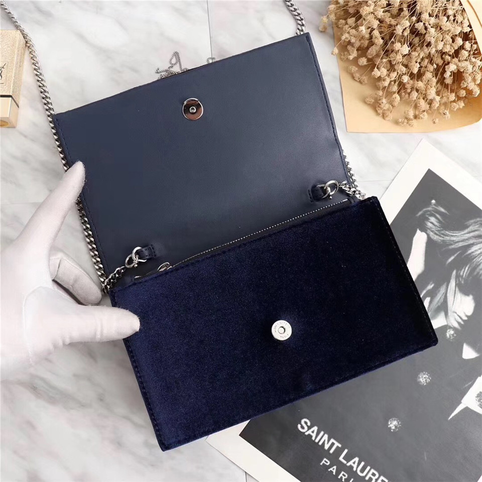 Y51 Sa1nt Lau*nt in Blue Bag with Gold Hardware