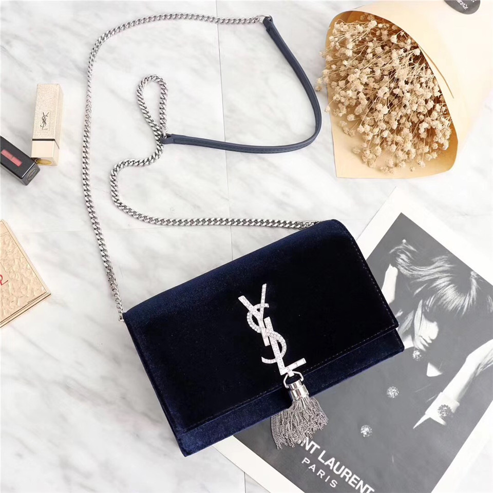 Y51 Sa1nt Lau*nt in Blue Bag with Gold Hardware