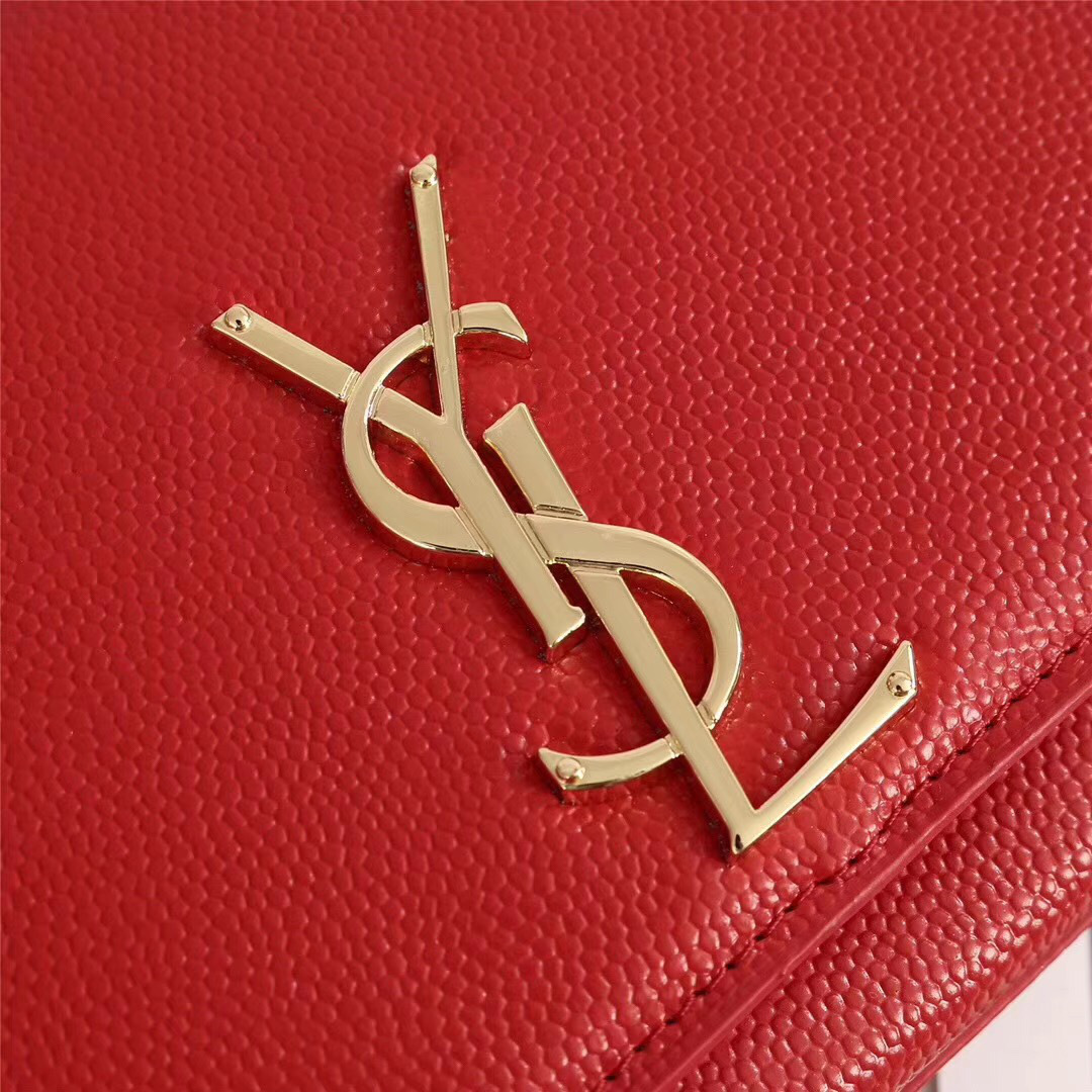 Y51 Monogram Leather With Metal Chain Shoulder Bag In Red 26571