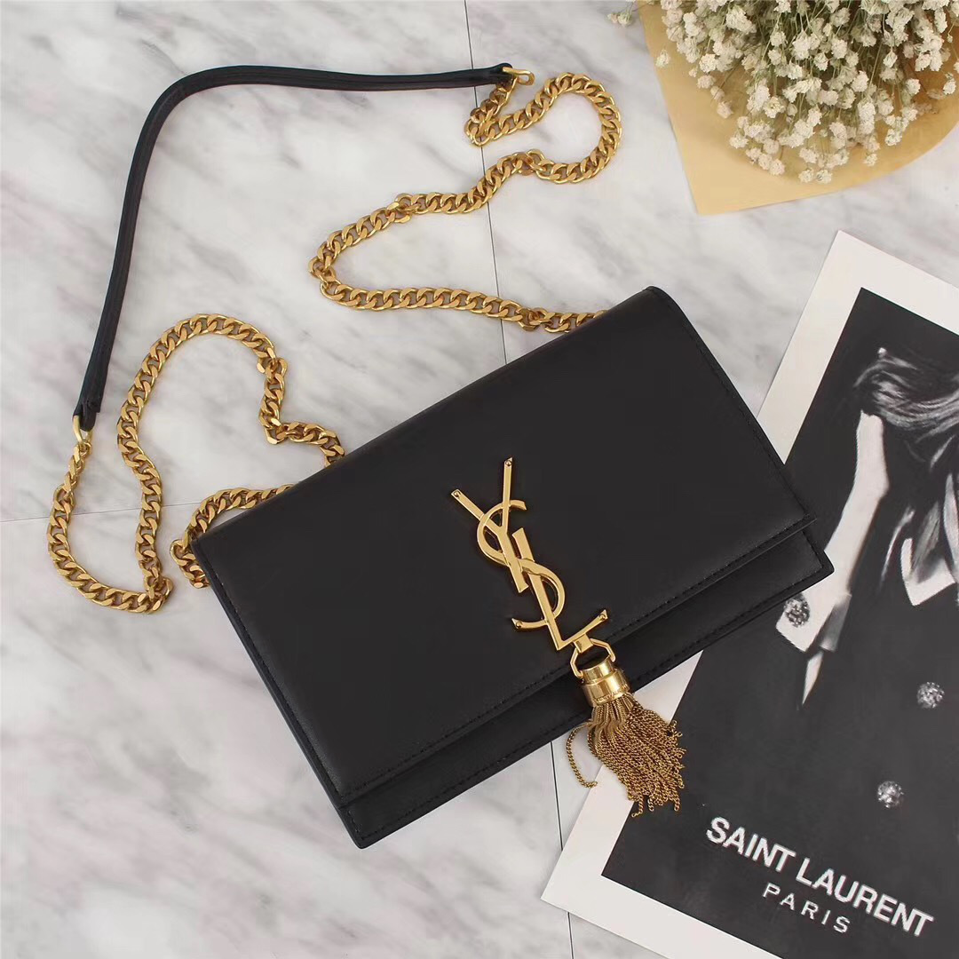 Y51 Classic Calfskin Mini Chain Bag in Black with Gold Hardware 26817