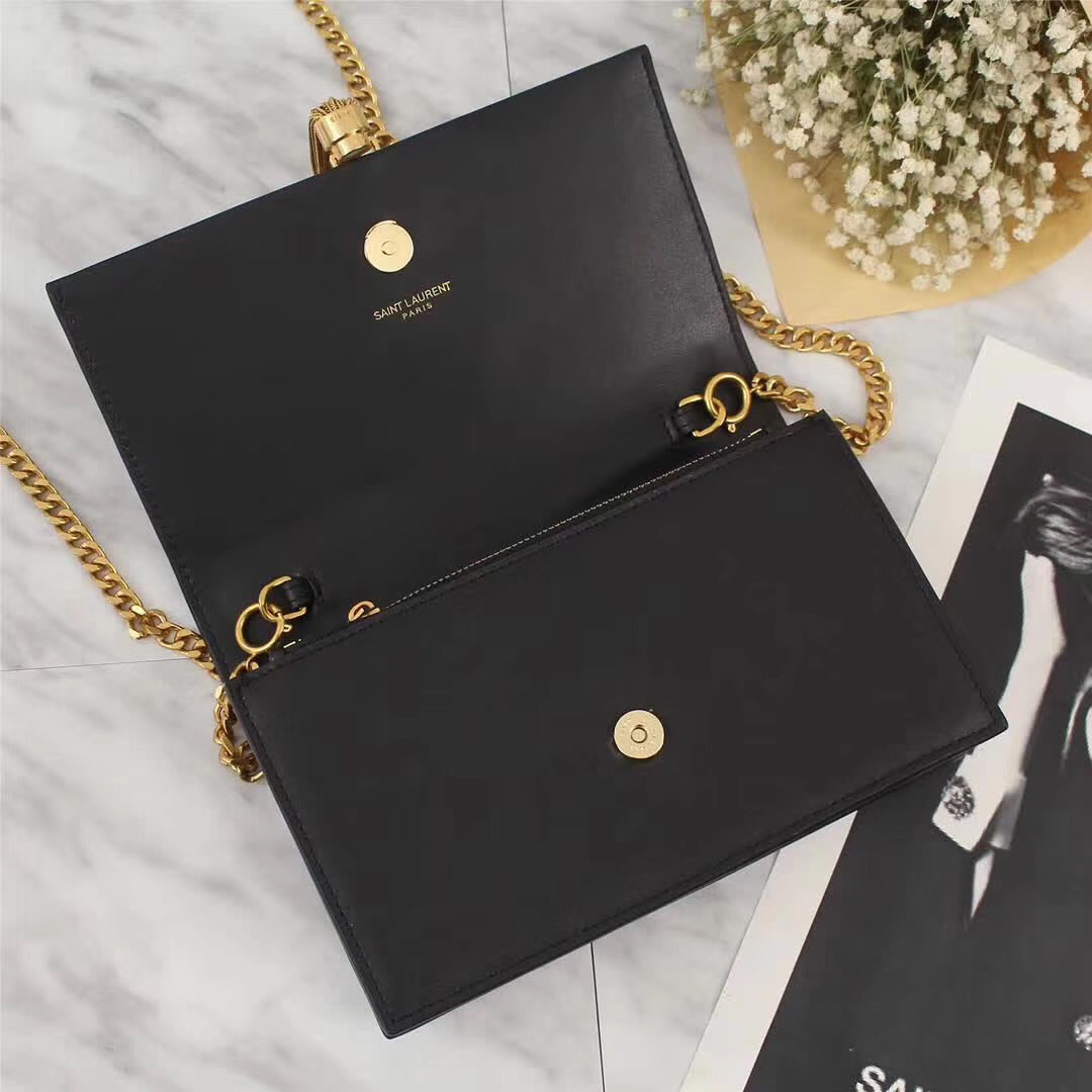 Y51 Classic Calfskin Mini Chain Bag in Black with Gold Hardware 26817