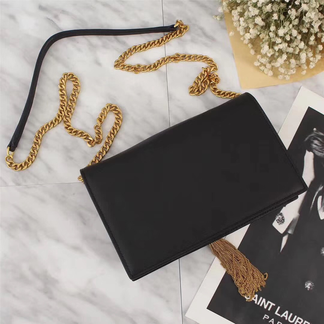 Y51 Classic Calfskin Mini Chain Bag in Black with Gold Hardware 26817
