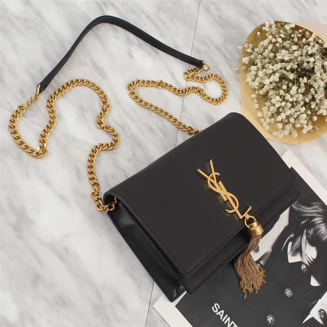 Y51 Classic Calfskin Mini Chain Bag in Black with Gold Hardware 26817