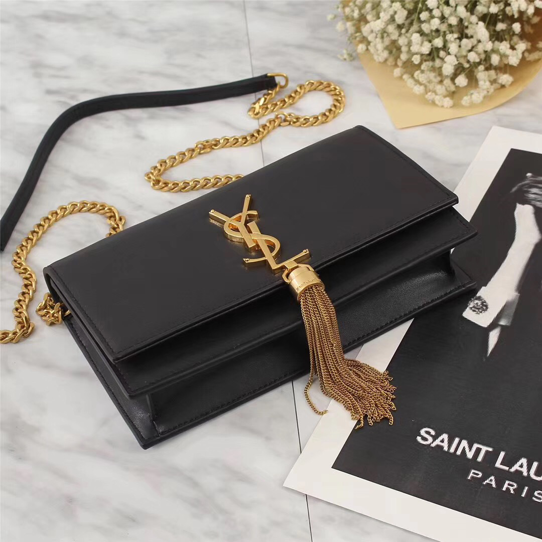 Y51 Classic Calfskin Mini Chain Bag in Black with Gold Hardware 26817