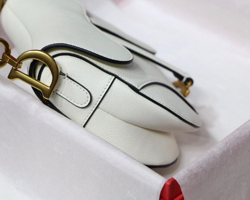 D10r Oblique Calfskin leather Saddle Small Bag in White