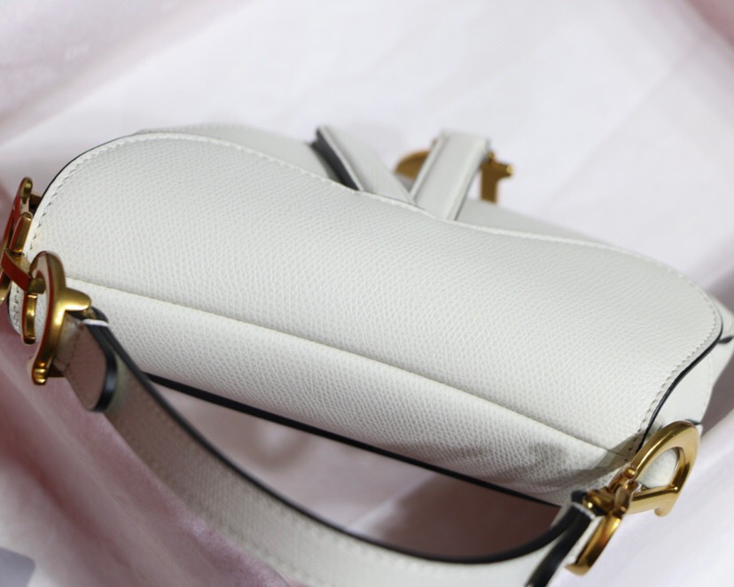 D10r Oblique Calfskin leather Saddle Small Bag in White
