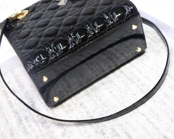 D10r Lady Handbag in Black With Gold Hardware 24CM