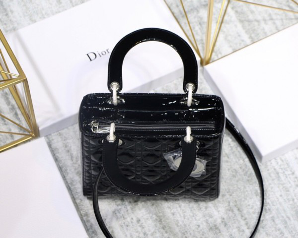 D10r Lady Handbag in Black With Silver Hardware 24CM