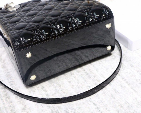 D10r Lady Handbag in Black With Silver Hardware 24CM