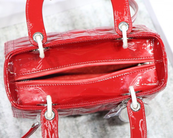 D10r Lady Handbag in Red With Silver Hardware 24CM