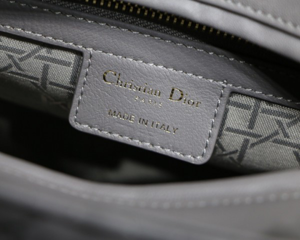 D10r Lady Gray Handbag With Gold Hardware 24CM