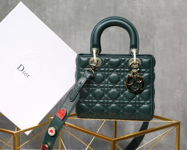 D10r Lady Lambskin Dark Green Handbag 20CM