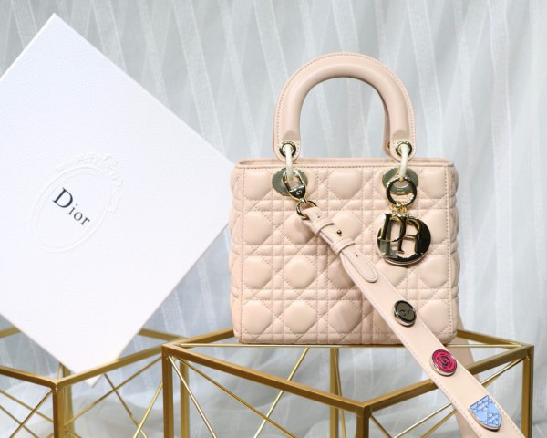 D10r Lady Lambskin Light Pink Handbag 20CM