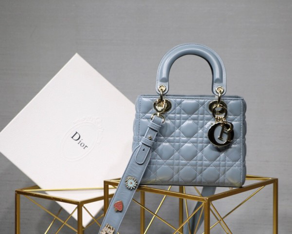 D10r Lady Lambskin Light Blue Handbag 20CM 