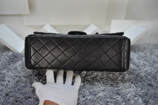 Ch**el Lambskin Flap Bag in Black 33cm with Silver Hardware