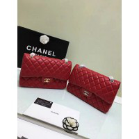 Ch**el Lambskin Flap Bag in Red 30cm with Silver or Gold Hardware