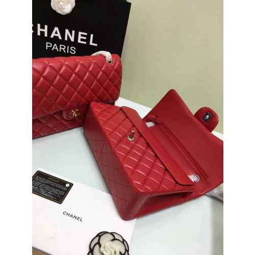 Ch**el Lambskin Flap Bag in Red 30cm with Silver or Gold Hardware