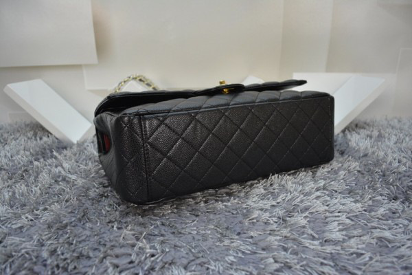 Ch**el Flap Bag Caviar in Black 33cm with Gold Hardware
