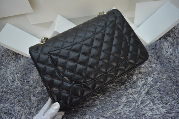 Ch**el Flap Bag Caviar in Black 33cm with Gold Hardware
