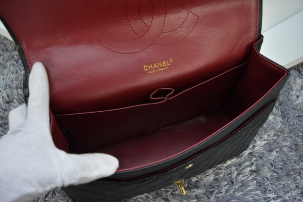 Ch**el Flap Bag Caviar in Black 33cm with Gold Hardware