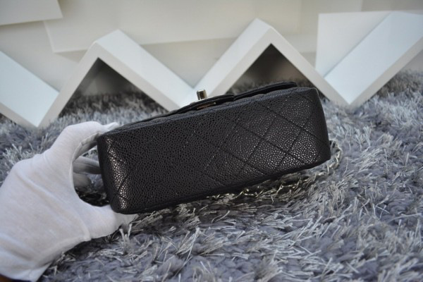 Ch**el Flap Bag Caviar in Black 20cm with Silver Hardware