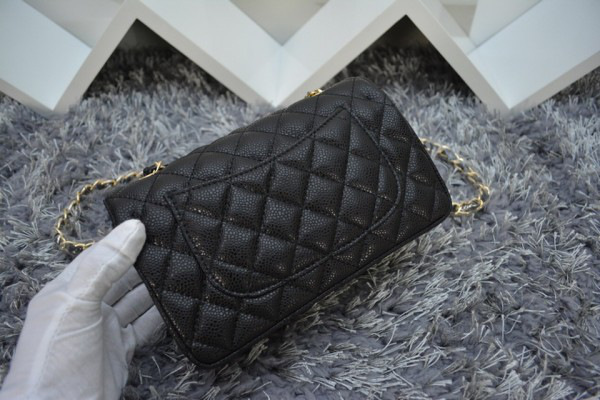 Ch**el Flap Bag Caviar in Black 20cm with Gold Hardware