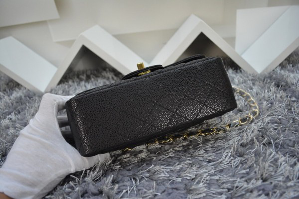 Ch**el Flap Bag Caviar in Black 20cm with Gold Hardware
