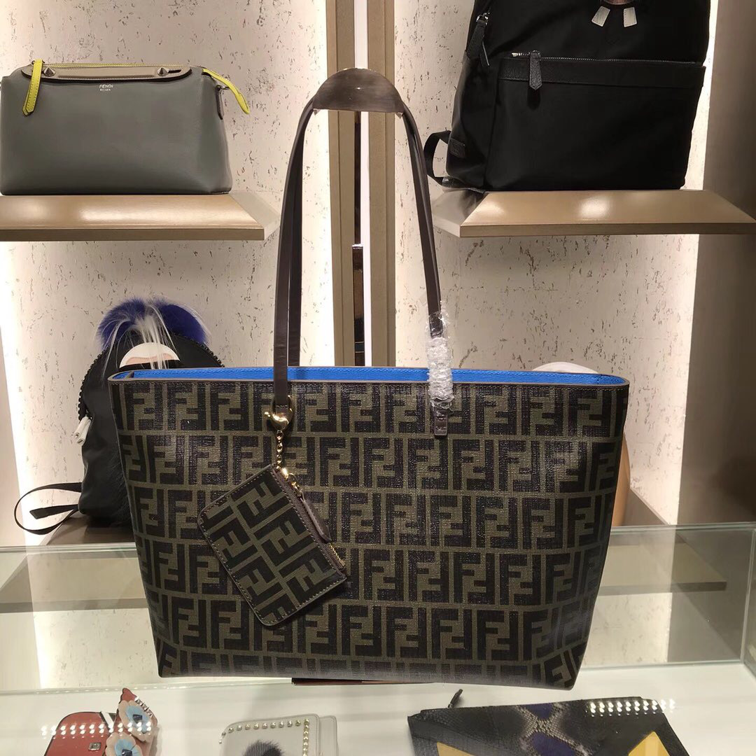 F**di Monogram Canvas Women Shoulder Bag in Blue 8BH185