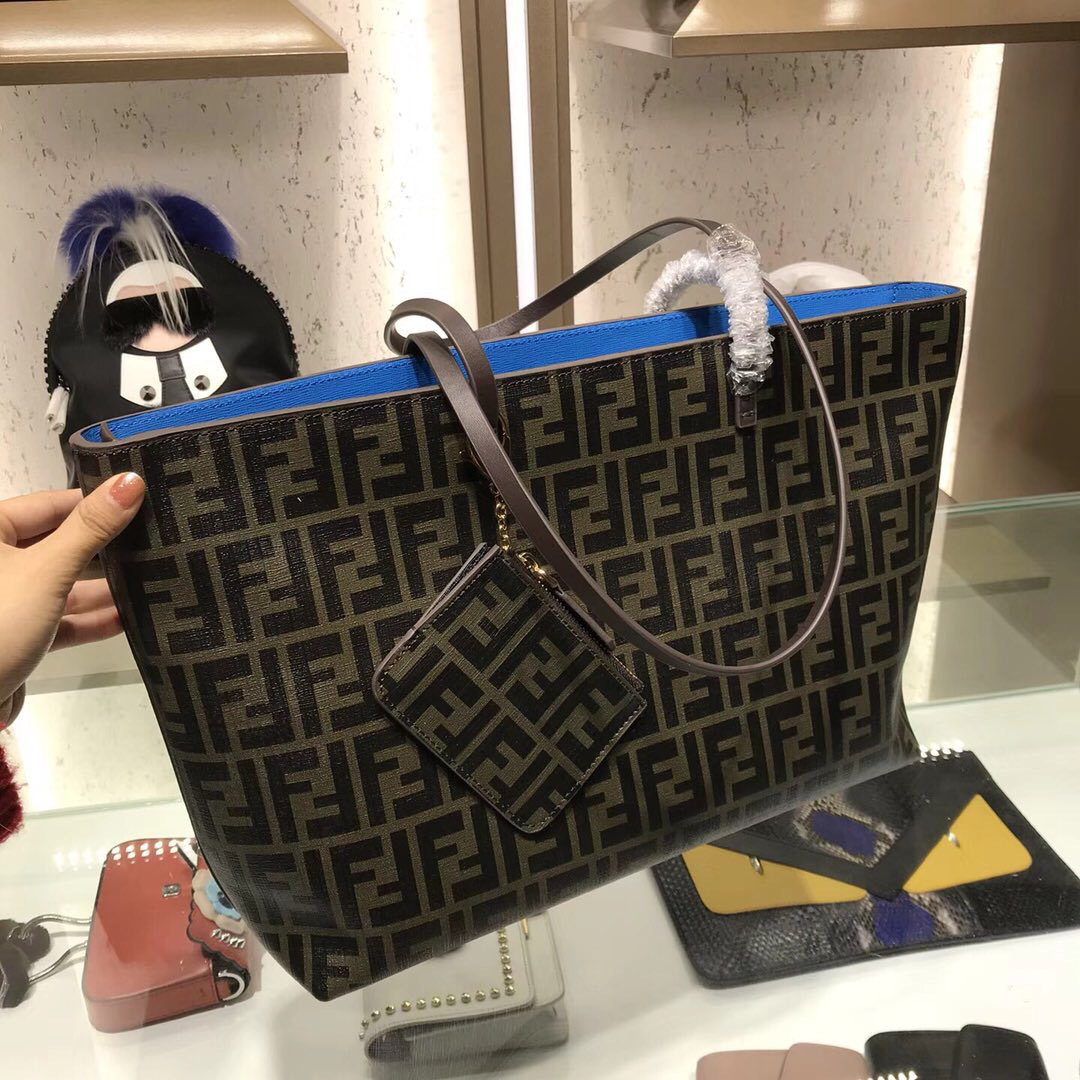 F**di Monogram Canvas Women Shoulder Bag in Blue 8BH185