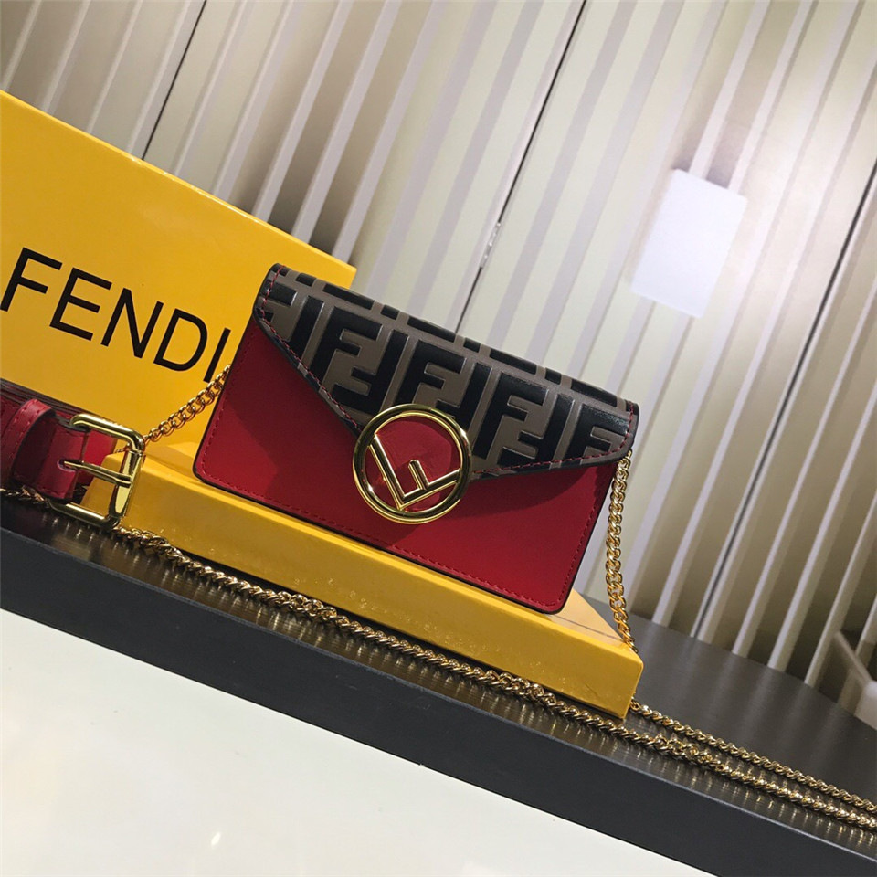 F**di Original Calfskin Leather Pocket With Red