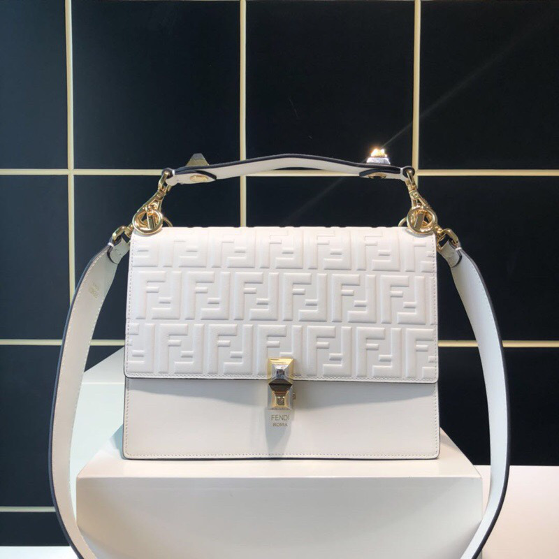 F**di Kan I Flip Leather Bag in White