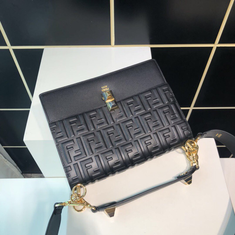 F**di Kan I Flip Leather Bag in Black
