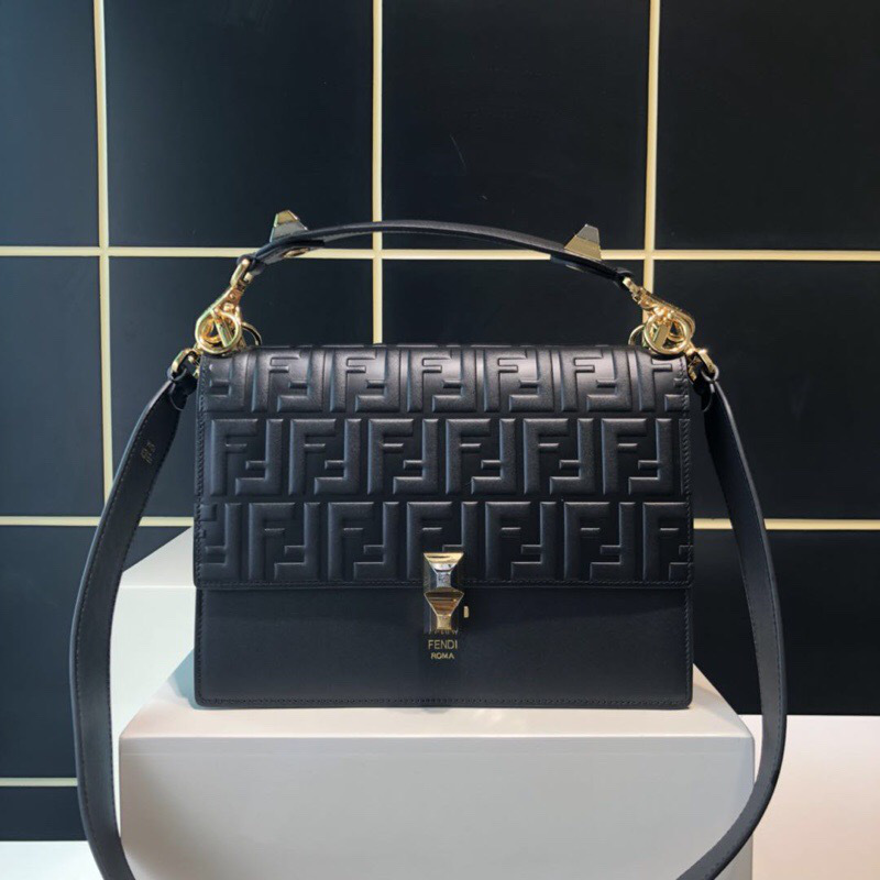 F**di Kan I Flip Leather Bag in Black