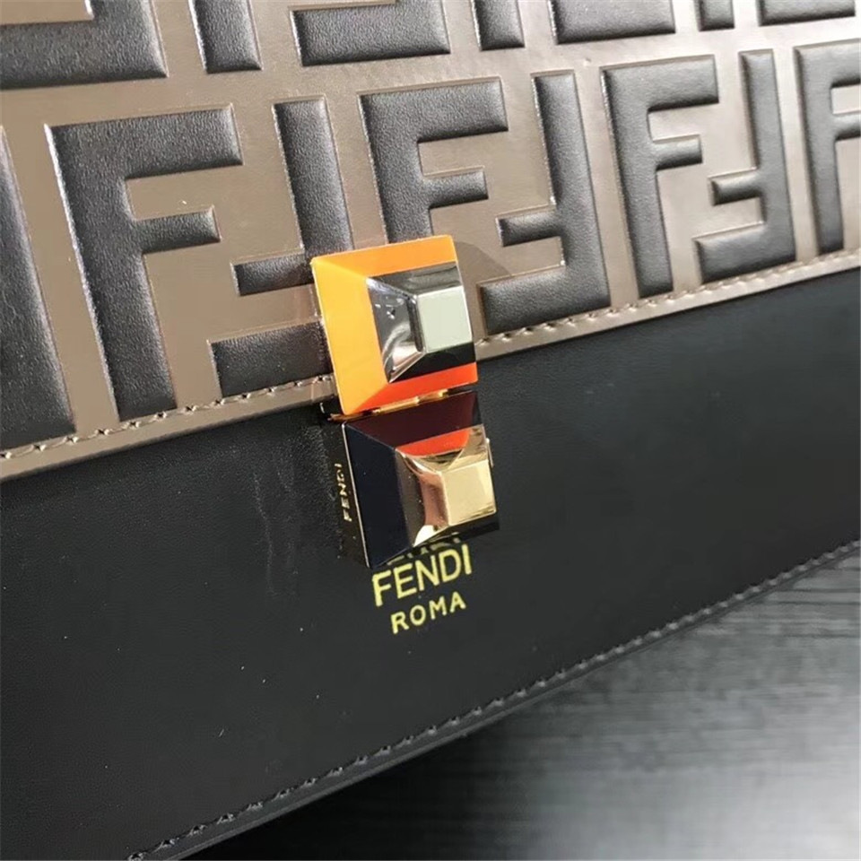 F**di Kan I Flip Leather Bag in Black and Gray