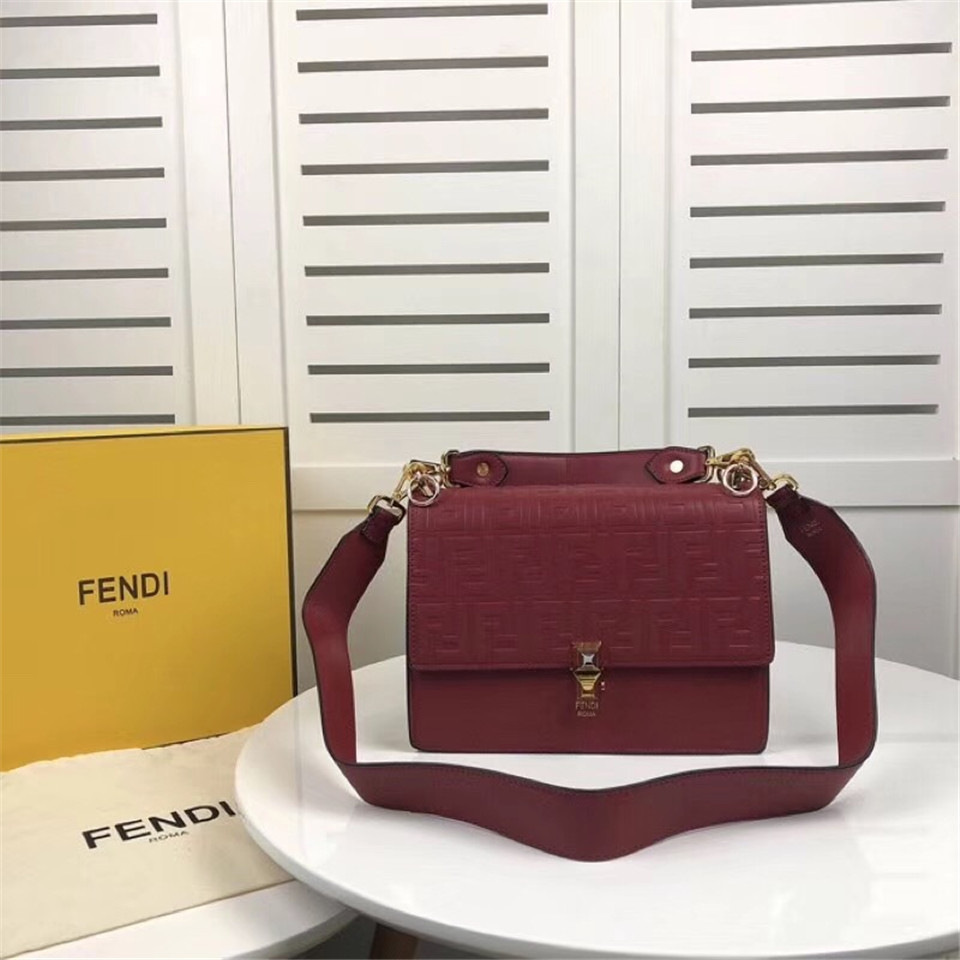 F**di Kan I Flip Leather Bag in Red
