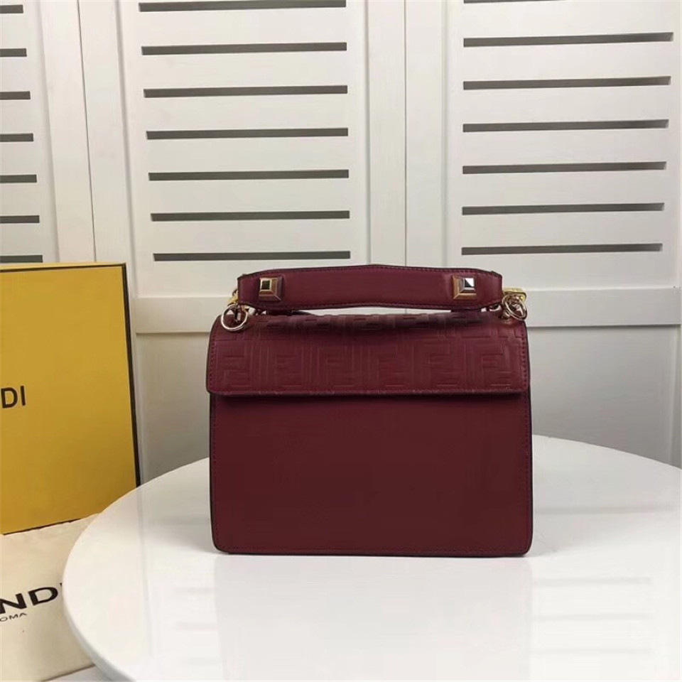 F**di Kan I Flip Leather Bag in Red