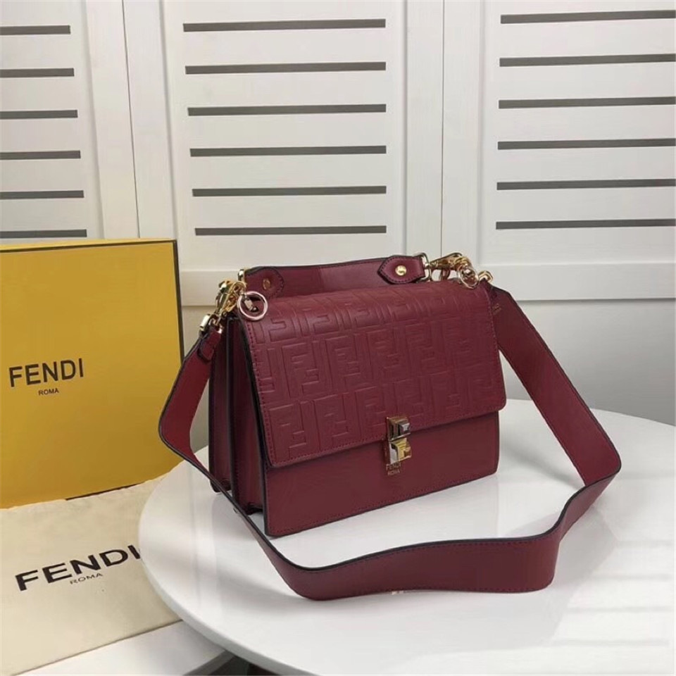 F**di Kan I Flip Leather Bag in Red
