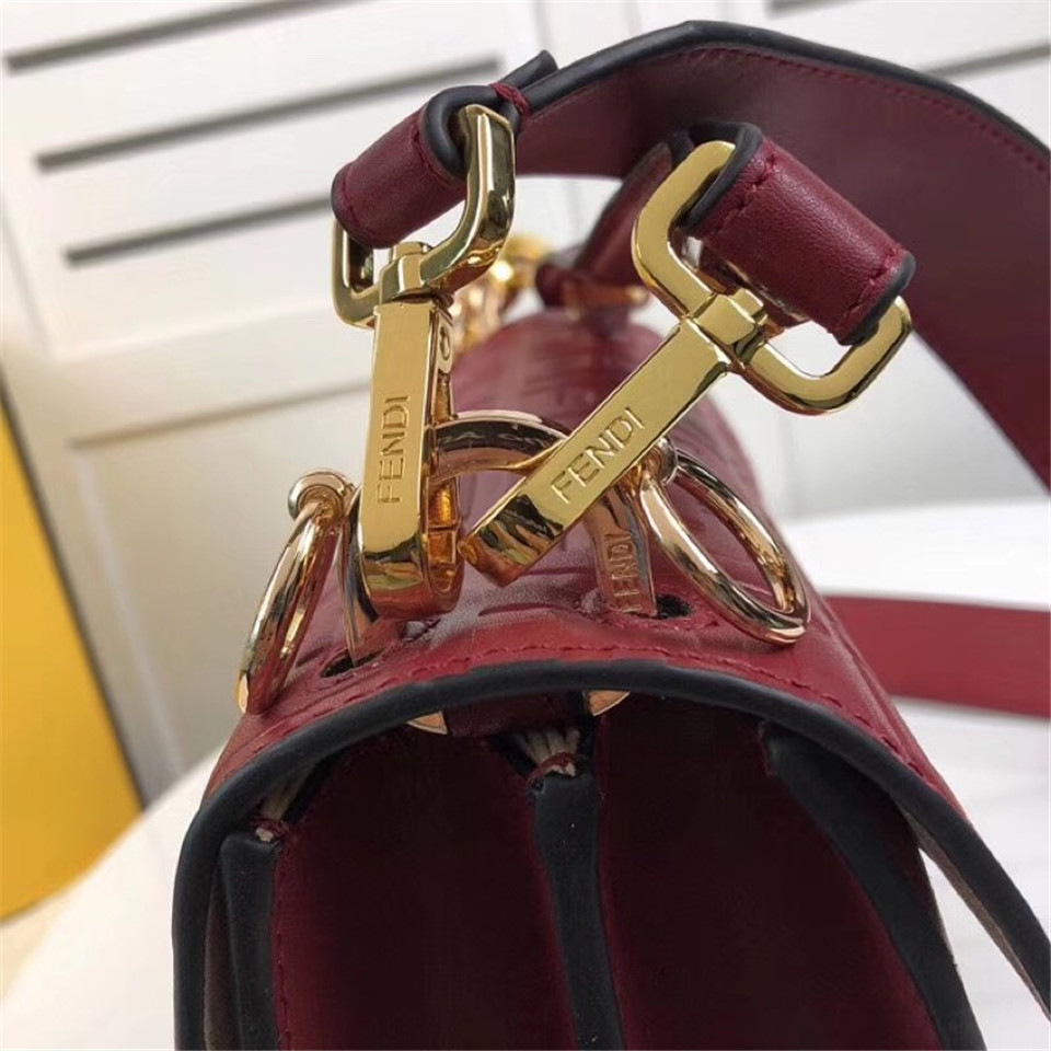 F**di Kan I Flip Leather Bag in Red