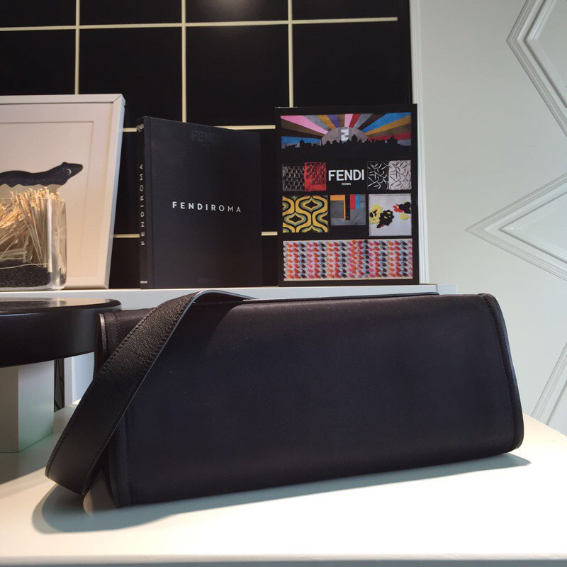 F**di Tote Montage Leather Handbag Black