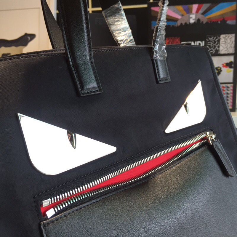 F**di Tote Montage Leather Handbag Black
