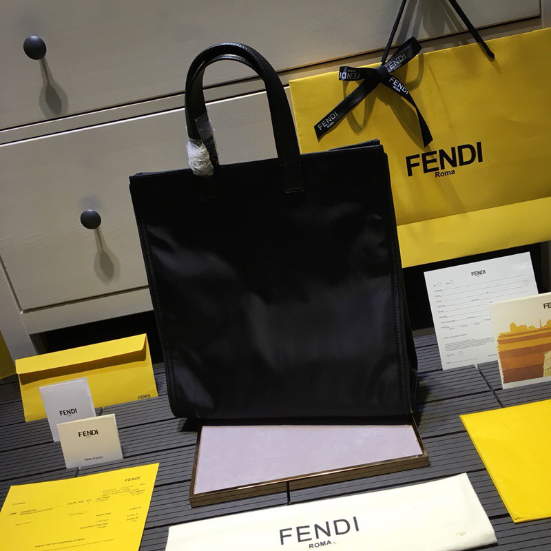 F**di Tote Montage Leather Handbag with Black