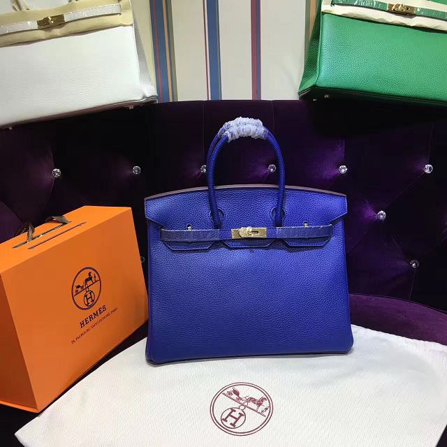 H**me5 original togo leather birkin 30cm bag in Dark Blue