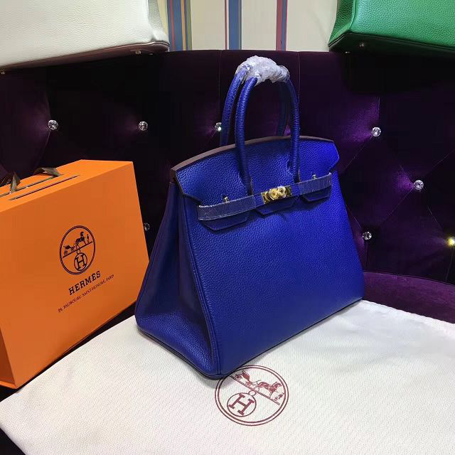 H**me5 original togo leather birkin 30cm bag in Dark Blue