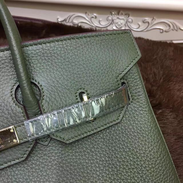 H**me5 original togo leather birkin 30cm bag in Green