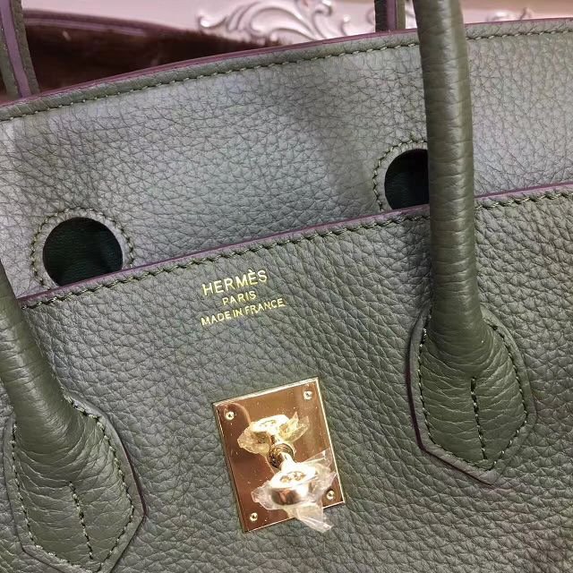 H**me5 original togo leather birkin 30cm bag in Green